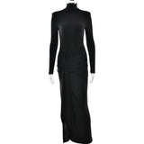 Autumn And Winter Fashion Sexy High Open Fork Strap Bag Hip Dress Babes High Collar Dress Dress Girl
