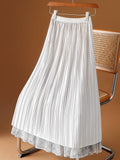 Two Sides Wear High-End Printed Dress Skirt Women's Spring And Summer 2025 New 100-Fold Skirt Mesh Dress