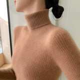 2025 New Spring And Autumn With Women's High-Collar Sweater In Autumn And Winter To Thicker Thick Cotton Knitting Bottom Shirt