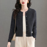 Knitted Cardigan Women's Short Small 2025 Spring And Autumn 2025 New Loose High-Waisted Small Gas Sweater Jacket