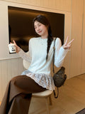 Rice Apricot Sweet Lace Lace Long-Sleeved Knitted Shirt 2026 Autumn Loose Bottoming Shirt Thin Design Top