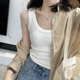 Anti-Walking Shading Lactose Thread Wide Shoulder Sling Vest Women Wearing Repair Inside The Bottom White Blouse