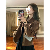 Millard Slipvelvet Jacket Women's Short 2025 Spring And Autumn New Retro Loose Small Thin Jacket Top