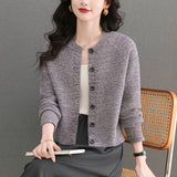 Knitted Cardigan Women's Short Small 2025 Spring And Autumn 2025 New Loose High-Waisted Small Gas Sweater Jacket