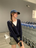 Red Fake Two Knitted Women's Autumn And Winter New Loose Lazy Han Sweater Long-Sleeved Top