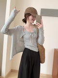 Gentle Hoodie With Two Sets Of 2025 Spring New Sweet Temperament Knitted Cardigan Women's Set