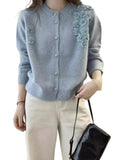 Station 2025 Autumn New Sweater Coat Heavy Industrial Three-Dimensional Flowers Single Buckle Loose Soft Knitted Open Shirt