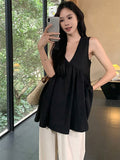 Black Sleeveless Sling Vest Shirt Women's Summer 2026 New French Unique Beautiful Shirt Thin Loose Top