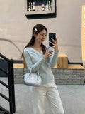 Lace Bow V-Neck Long-Sleeved T-Shirt Sweater Women's Small Design Blouse In Spring And Autumn And Winter