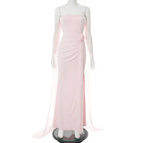 Autumn And Winter 2025 New Long Dress Temperament Sleeveless Shoulder-Fork Dress Tail Dress