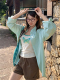 Korean Simple Tie Collar Long-Sleeved Shirt Women's Clothing 2026 Autumn Day New Temperament Pure Color Casual Loose Top