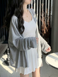 Korean Gentle White Sunscreen Ice Jacket Women Summer Lazy Loose Knitted Cardigan V-Neck Air Conditioning Shirt