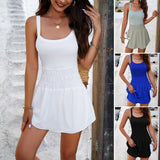 Dili Women's Clothing 2025 Spring And Summer Temperament Solid Color Sling Strap Splicing Short Skirt
