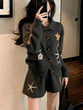 Lazy Casual Gray Knitting Set Early Winter Small Man Wearing Women 2026 New Top Pants Two Sets