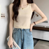 Sleeveless Wear Sling Vest Women's Summer Anti-Walking Suit Inside The Cover Of The Pair Of Milk Tight Thread To Play The Solid Color Top
