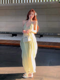 Sanya Seaside Photo Fairy Skirt Atmosphere Feel Dopamine Island Wearing A Beach Dress Bare Back Hanging Neck Dress