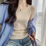 I-Word Sling Vest Women With Summer Collar Collar Tight Suit Bottom To Wear Bare Sleeves