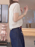 Large-Size Women's Loose Thin Knitted Shirt Short-Sleeved T-Shirt 2025 Summer New Fat Mm Thin Belly Top