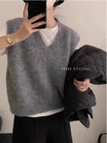 Curry Knitted Vest Women 2025 Spring New Small Ocean Gas Age Reduction Shoulder V Collar Folded Temperament Top