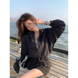 Korean Version Of The Rope Hooded Short Sun Protection Jacket Women's Spring 2026 New Casual Loose Jacket Top Tide