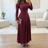 Dili Elegant High-Waist Long Sleeve Long Skirt Dress Women's Dress 2025 Autumn And Winter