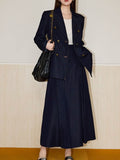 Suit Jacket Women's Double Buckle Twill Design Sense + Penetted Skirt Autumn Twill Retro Temperament Dress