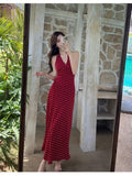 Pure Desire Sister In The Long Wave Dot Dress Women's Summer 2025 New Slimy Sexy Back Hanging Neck Dress