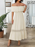 Dili Vacation Leisure Wind Shoulder Waist Dress Women's Dress 2025 Spring And Summer