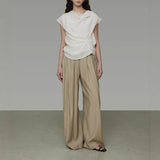 Irregular Neck-Upled White Shirt Women's Summer New Loose Design Sense Of Niche Temperament Laisier Top