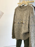 Special Counter Withdraws Big-Name Shear Women's Flower Embroidery Jacket Sweater Women's Autumn And Winter Lazy Wind Loose Knitting Top