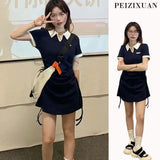 Fat MM French College Style Polo Bagted Hip Dress Women's Summer 2025 New Thin Small Short Skirt