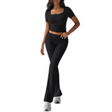 Dilu 2025 Spring/Summer Y2K Casual Sports Style Solid Color Exposed Umbilical T-Shirt Long Pants Suit Women's Clothing