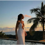 - 2025 Spring Women's Wave Irregular Sleeveless Hundred Roll Vacation Slings And Dresses