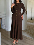 Dili Elegant Wind Short-Sleeved Solid Dress Dress Women's Dress 2025 Autumn And Winter