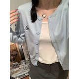 Long-Sleeved Knitted Jersey Outside Embroidered Bow Repair Slim Autumn New Women's Beautiful Coat Small Top