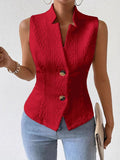 2025 Women's New Commuting V-Neck Buttonless Sleeve Vest Vest Coat Topess
