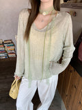 Summer New Micro-Permeable Wooden Ear Border Hooded Women Wear Long-Sleeved Loose Lazy T-Shirt Sweet Hottie Top
