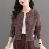 Knitted Cardigan Women's Short Small 2025 Spring And Autumn 2025 New Loose High-Waisted Small Gas Sweater Jacket