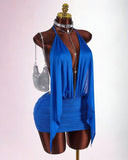 New Solid-Colored Body-In-Com, Sexy Mesh Ribbon With A Back-To-Back Clairvoyant Bag Sling Skirt Dress Woman