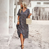 Dili Independent Research And Development Design Printing V-Neck Short-Sleeved Dress Dress 2025 Summer Women's Fashion