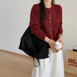 Autumn And Winter Buckle Knitted Shirt Jacket Women's Spring And Autumn 2025 New Loose Sweater Gray Early Autumn Women's Top