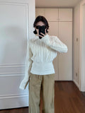 Korean Collar Design Embroidered Sweater Women's Autumn And Winter New Under The Waist Slim Winter Knitting Top