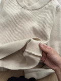 Vintage Apricot V-Necked Simple Sweater Women's Autumn And Winter Senior Sense Thin Inside The Bottom Knitting Top