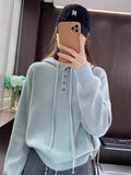 Hooded Zipper Knitted Shirt Women Long Sleeve Autumn And Winter New Large Size Fat Mm Loose Thin Jumper Sweater Top