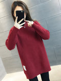 Mid-Long Sweater Woman 2025 New Autumn And Winter Dress Cover The Ass With A Loose Small Man's Bottom Shirt
