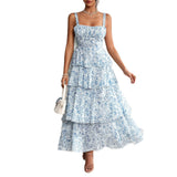 Dili 2025 Spring And Summer Temperament Sen Tied Small Fragrant Flowers Against The Color Chiffon Sling Skirt Women's Dress