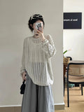Thin Hollow Shirt Hole Summer Loose Lazy Wind Casual Collar Knitted Shirt Outside The Top Woman