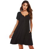 Women's Pyjamas Short-Sleeved Pocket Modal T-Button Home Clothes Women