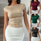 Dili 2025 Spring And Summer Top Women's Sexy Bare Back High-End Sleeve Party Short-Sleeved Top Woman