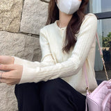 Design Embroidered Jasmine Knitted Cardigan Women's Korean College Style Sweet Outside Wearing A Small Shirt In Autumn And Winter